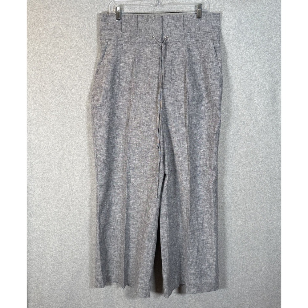 7th avenue new york company linen wide leg trouser pants womens 12 NWT gray